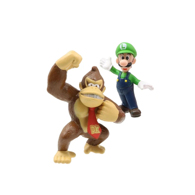 6pcs/set Super Mario Bros PVC Action Figure Toys Dolls Model Set Luigi Yoshi Donkey Kong Mushroom for kids birthday gifts - Slobuy