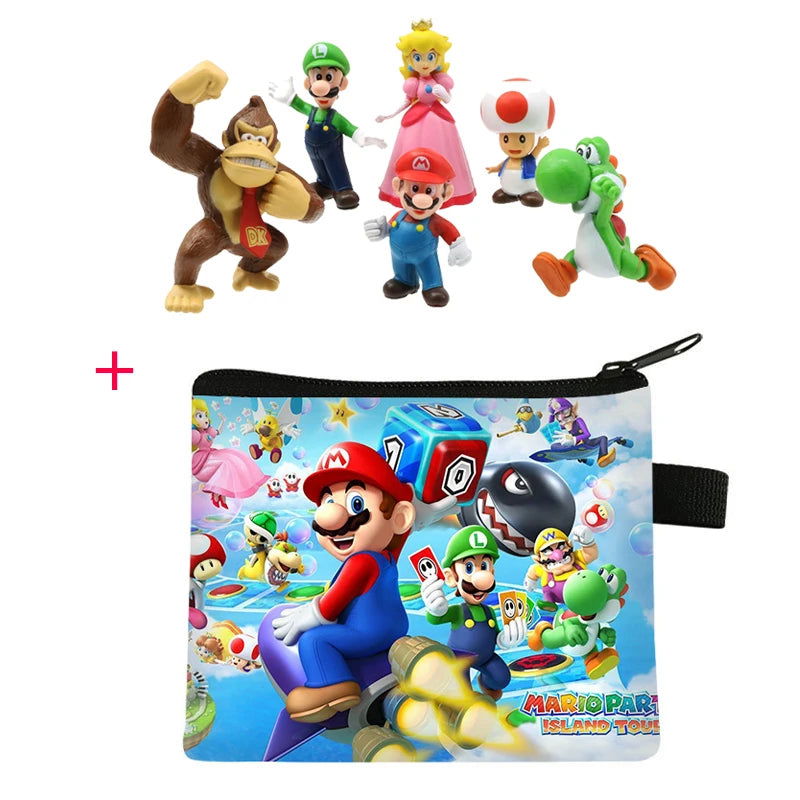 6pcs/set Super Mario Bros PVC Action Figure Toys Dolls Model Set Luigi Yoshi Donkey Kong Mushroom for kids birthday gifts - Slobuy