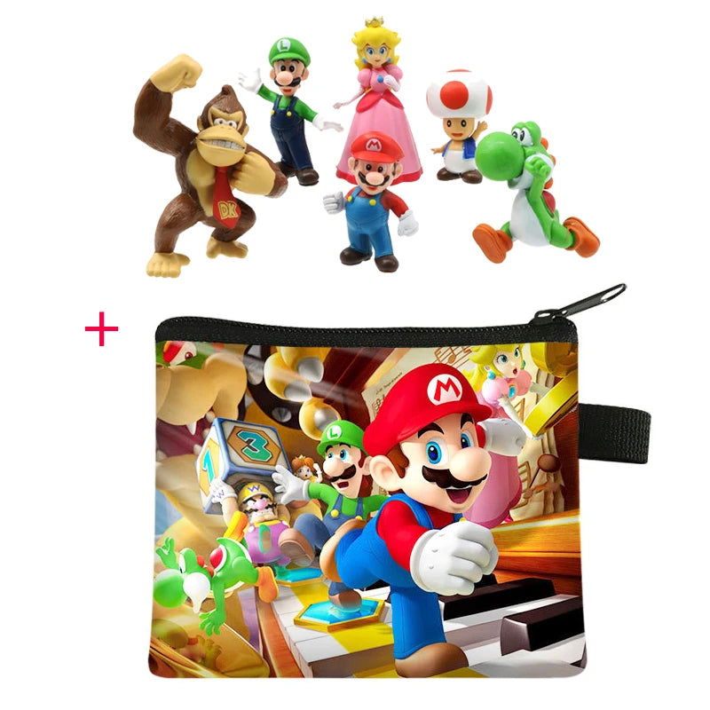 6pcs/set Super Mario Bros PVC Action Figure Toys Dolls Model Set Luigi Yoshi Donkey Kong Mushroom for kids birthday gifts - Slobuy