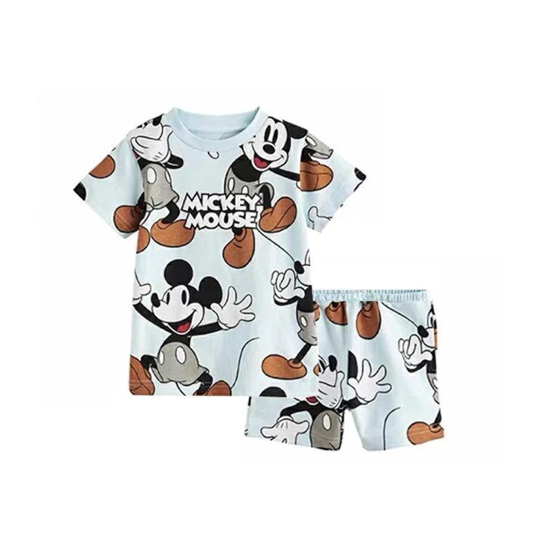 Cartoon Kids Set Mickey Mouse Printed Children's Clothes T-shirt Shorts 2pc/set Toddler Boys Short Sleeved Suit Kids Tracksuits - Slobuy