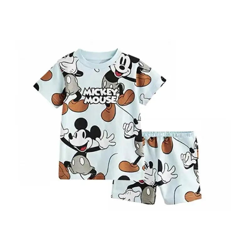 Cartoon Kids Set Mickey Mouse Printed Children's Clothes T-shirt Shorts 2pc/set Toddler Boys Short Sleeved Suit Kids Tracksuits - Slobuy