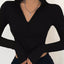 solid color casual T-shirt women long sleeves turtleneck crop tops sexy simple style party club 2022 spring summer new - Slobuy