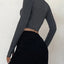 solid color casual T-shirt women long sleeves turtleneck crop tops sexy simple style party club 2022 spring summer new - Slobuy
