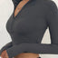 solid color casual T-shirt women long sleeves turtleneck crop tops sexy simple style party club 2022 spring summer new - Slobuy