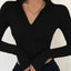 solid color casual T-shirt women long sleeves turtleneck crop tops sexy simple style party club 2022 spring summer new - Slobuy