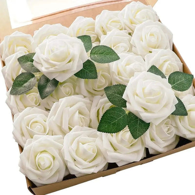 25pcs Artificial Flowers, Fake Flowers Roses W/stem For DIY Wedding Bouquets Centerpieces Arrangements Party Home Decorations - Slobuy