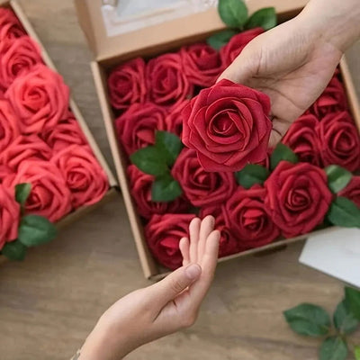 25pcs Artificial Flowers, Fake Flowers Roses W/stem For DIY Wedding Bouquets Centerpieces Arrangements Party Home Decorations - Slobuy