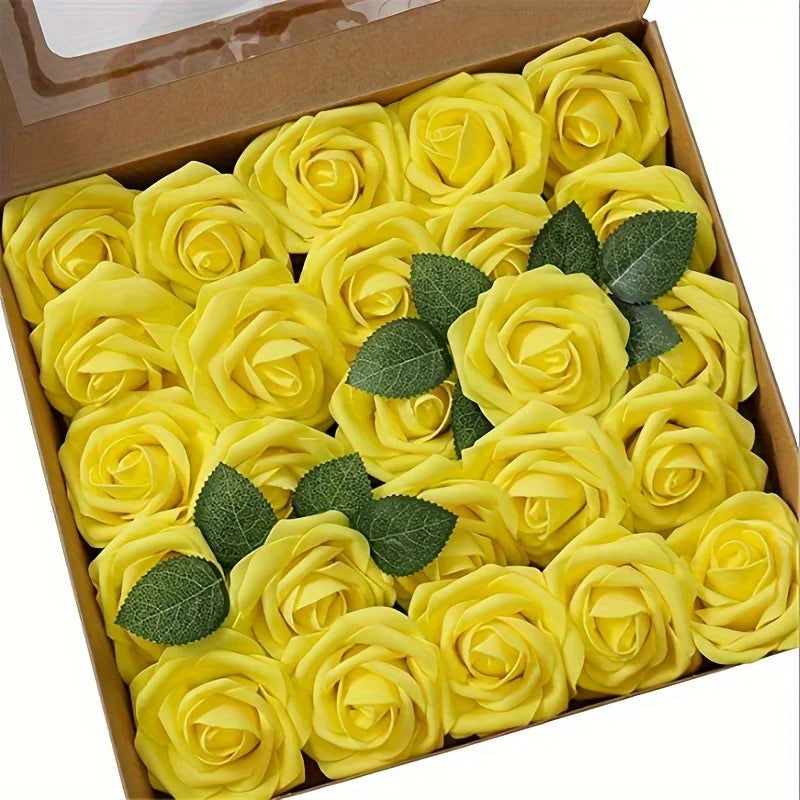 25pcs Artificial Flowers, Fake Flowers Roses W/stem For DIY Wedding Bouquets Centerpieces Arrangements Party Home Decorations - Slobuy
