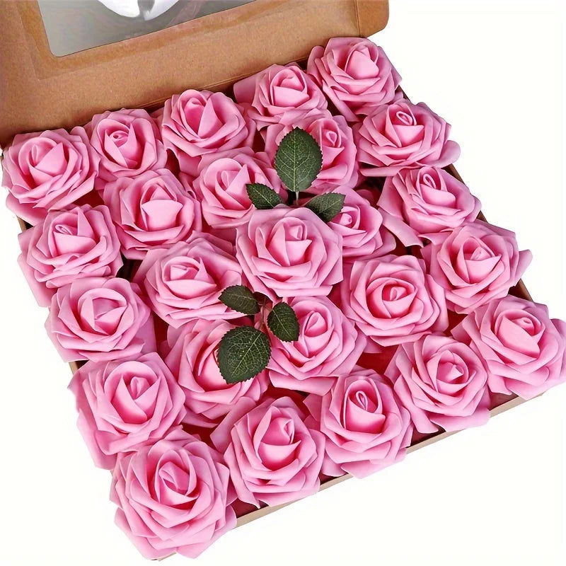 25pcs Artificial Flowers, Fake Flowers Roses W/stem For DIY Wedding Bouquets Centerpieces Arrangements Party Home Decorations - Slobuy