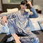 2024 New Spring/summer Thin Silk Ice Silk Jacquard Pajama Set For Men Long Sleeve Cardigan Trousers Homewear - Slobuy