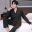2024 New Spring/summer Thin Silk Ice Silk Jacquard Pajama Set For Men Long Sleeve Cardigan Trousers Homewear - Slobuy