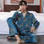 2024 New Spring/summer Thin Silk Ice Silk Jacquard Pajama Set For Men Long Sleeve Cardigan Trousers Homewear - Slobuy