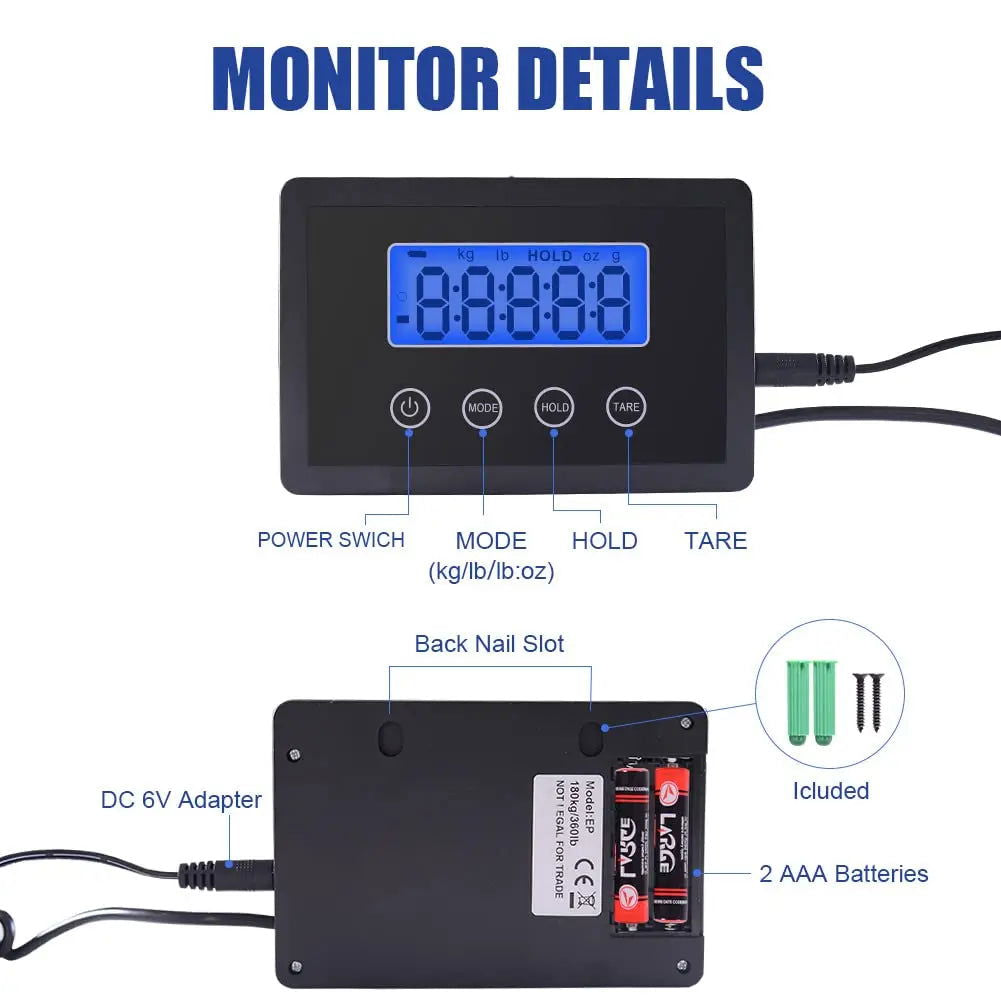 Shipping scale of 360 pounds with high precision, resistant stainless steel postal scale with timer/clamp/tare - Slobuy