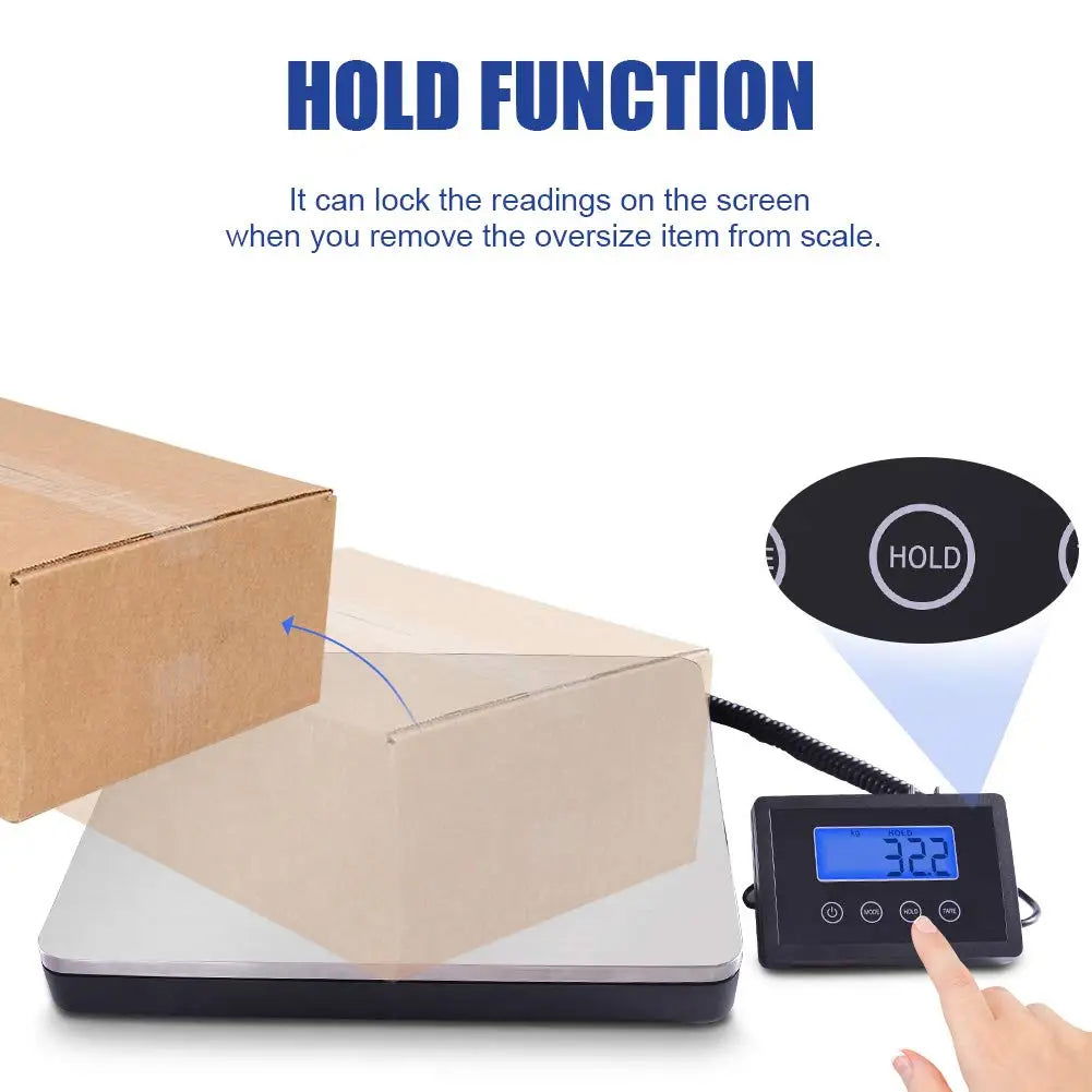 Shipping scale of 360 pounds with high precision, resistant stainless steel postal scale with timer/clamp/tare - Slobuy