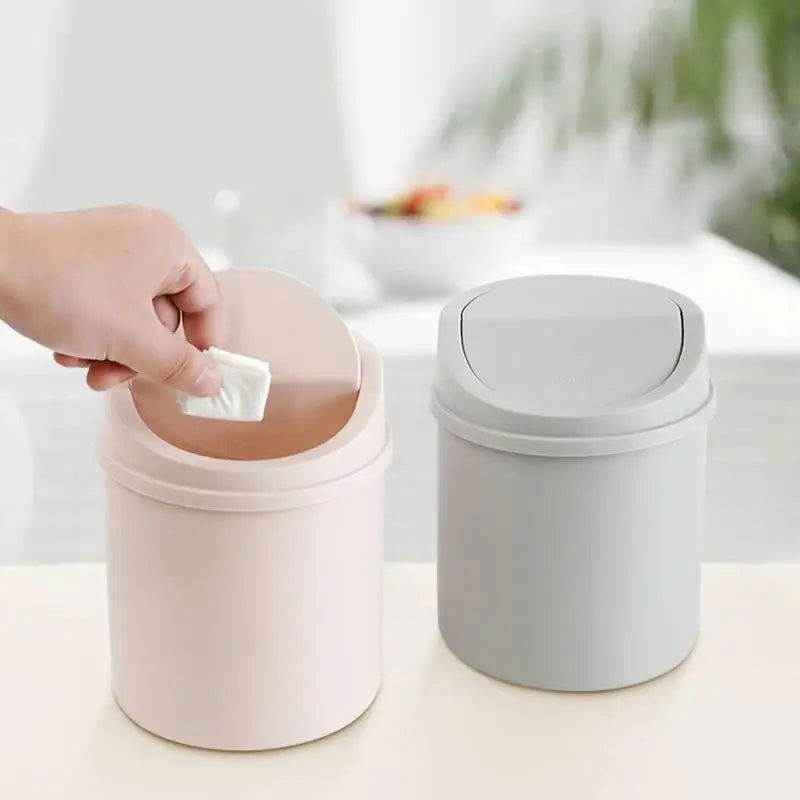 universal Waste Bin with Lid Desktop Office Organizer Storage Home Garbage Basket Container Table Trash Bin Small Trash Can - Slobuy