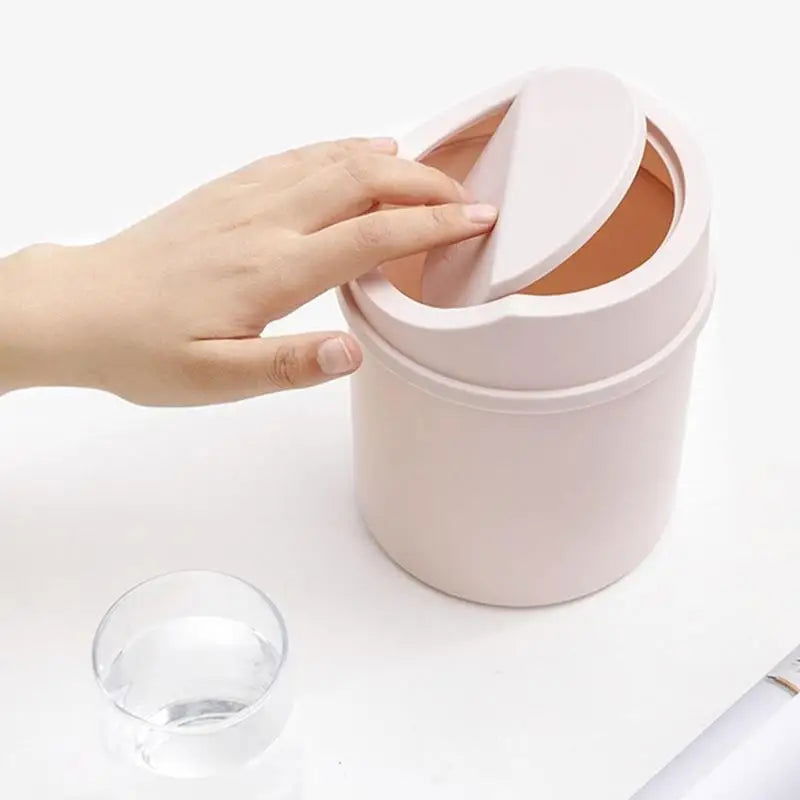 universal Waste Bin with Lid Desktop Office Organizer Storage Home Garbage Basket Container Table Trash Bin Small Trash Can - Slobuy