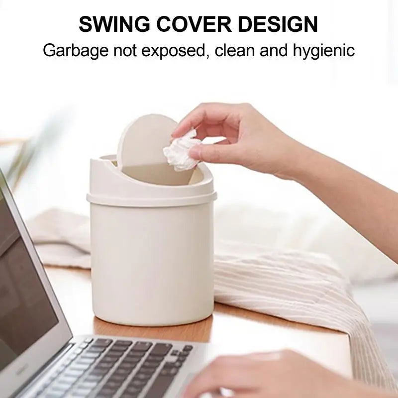 universal Waste Bin with Lid Desktop Office Organizer Storage Home Garbage Basket Container Table Trash Bin Small Trash Can - Slobuy