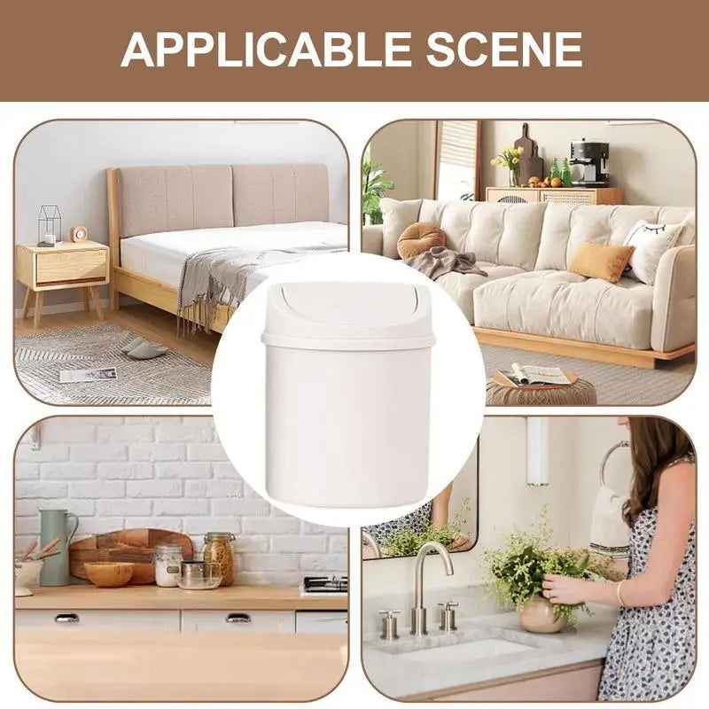 universal Waste Bin with Lid Desktop Office Organizer Storage Home Garbage Basket Container Table Trash Bin Small Trash Can - Slobuy