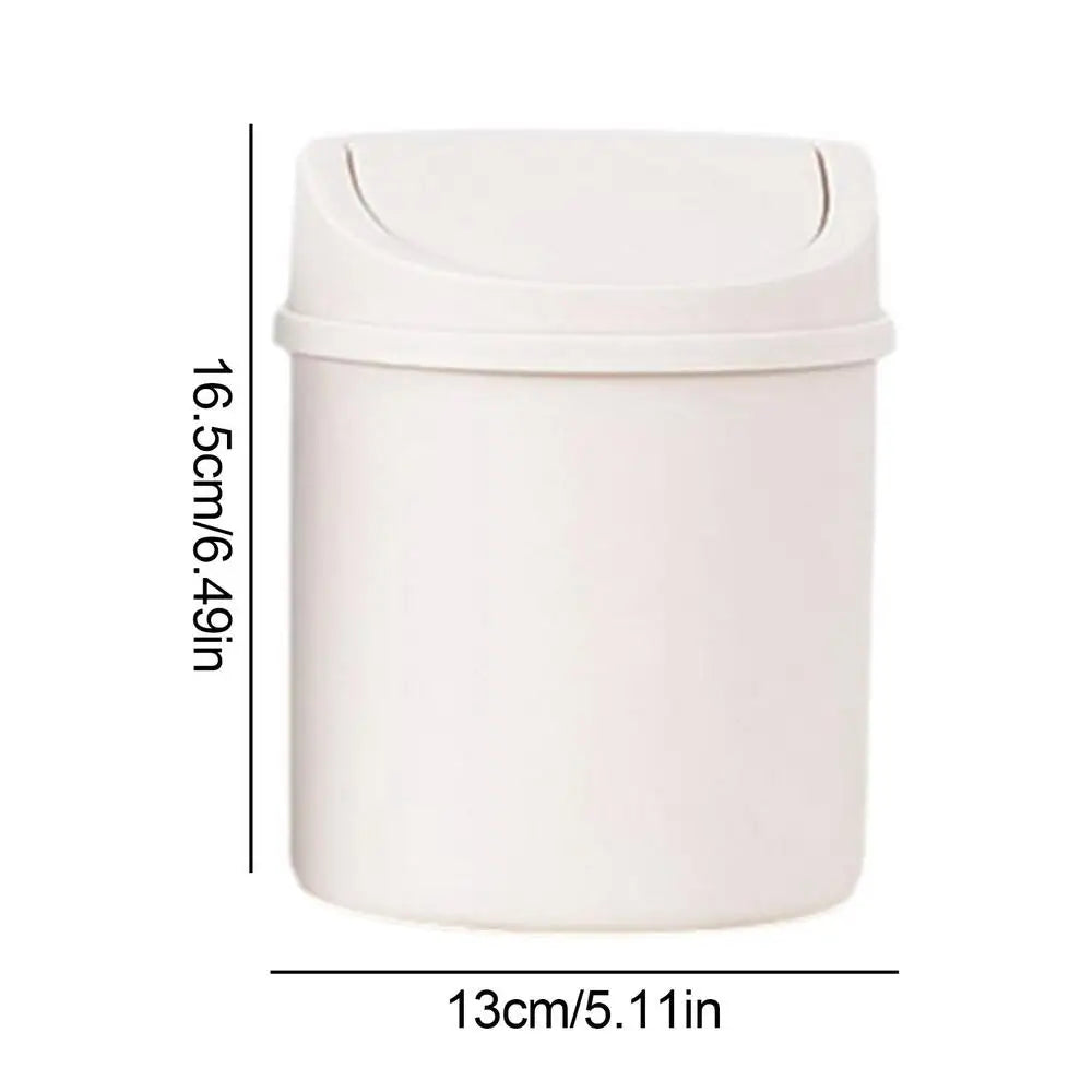 universal Waste Bin with Lid Desktop Office Organizer Storage Home Garbage Basket Container Table Trash Bin Small Trash Can - Slobuy